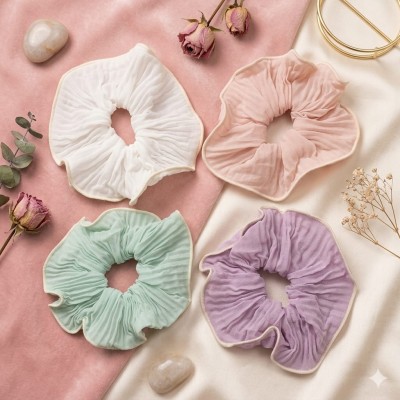 Fashion Alley Scrunchies Rubber Band For Women Pack Of 12 Pc
