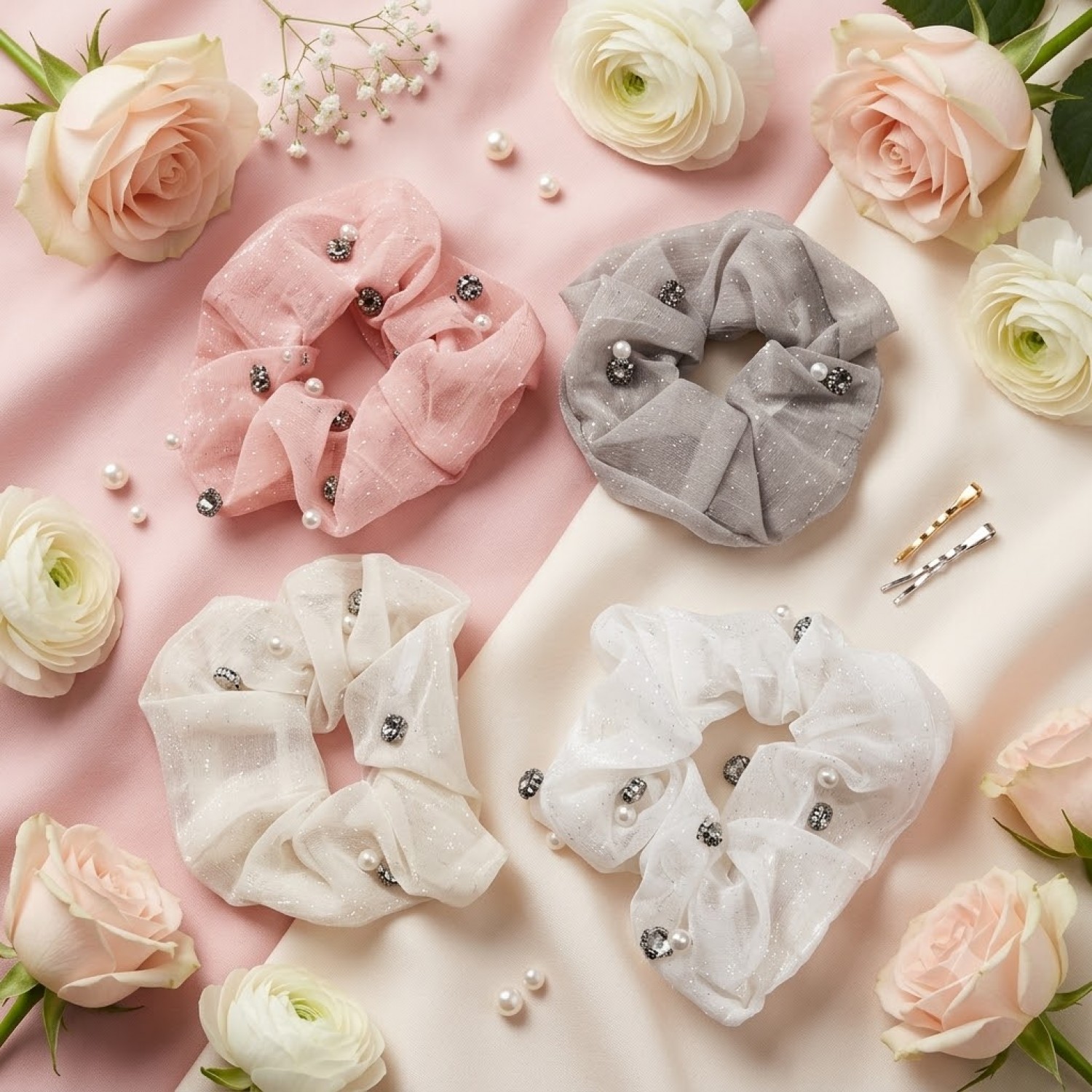Fashion Alley Hair Scrunchie For Women Pack Of 12