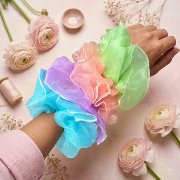 Fashion Alley Black Hair Scrunchie For Women Pack Of 12 Pc