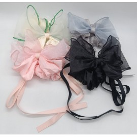 Fashion Alley Bow Ribbon Scrunchies Rubber Band For Women [Pack Of 12] 