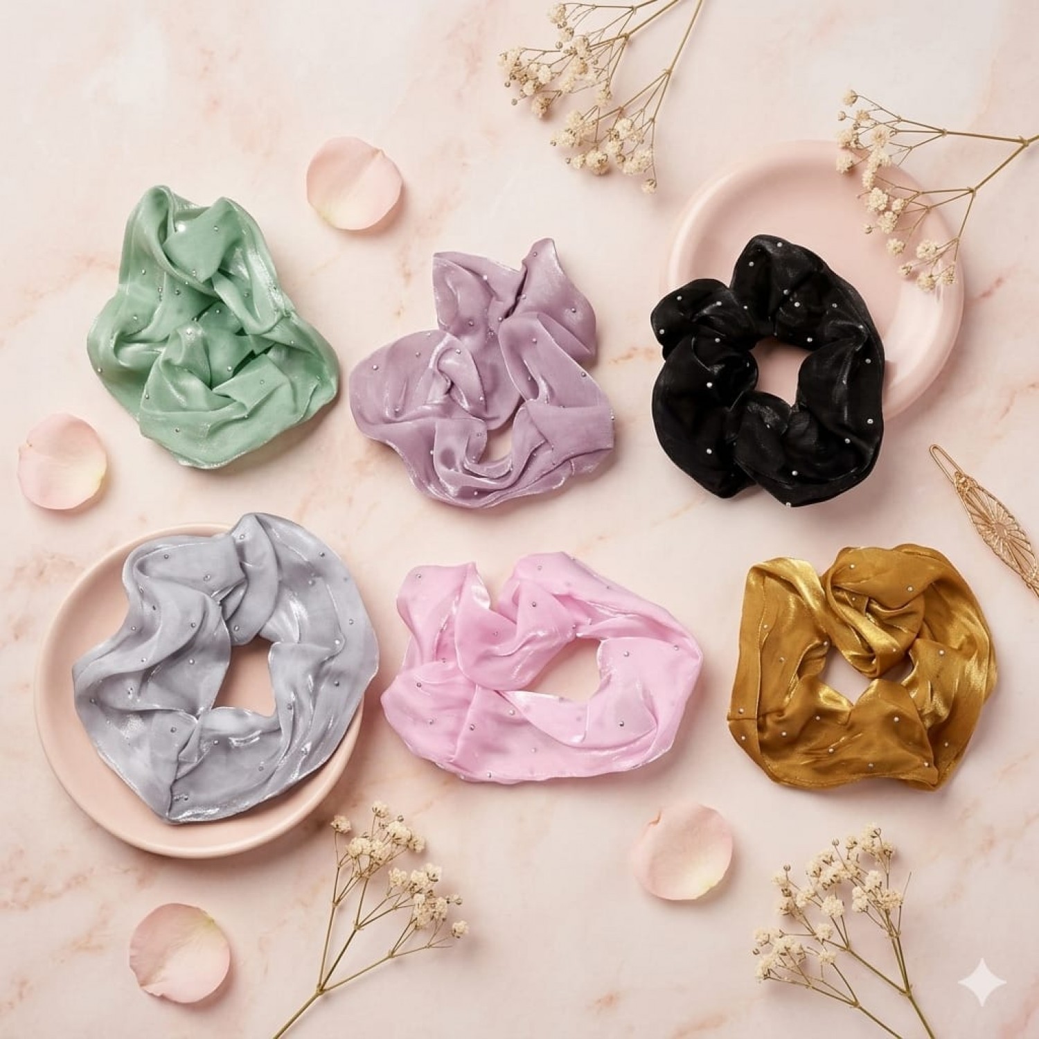 Fashion Alley Hair Scrunchies Rubber Band For Women Pack Of 12