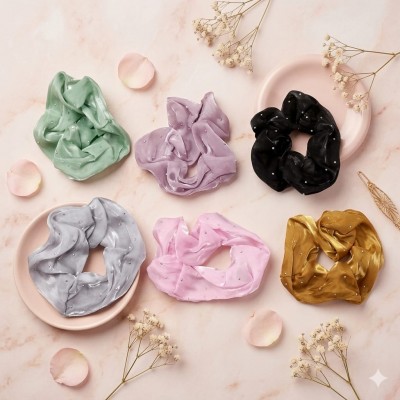 Fashion Alley Hair Scrunchies Rubber Band For Women Pack Of 12