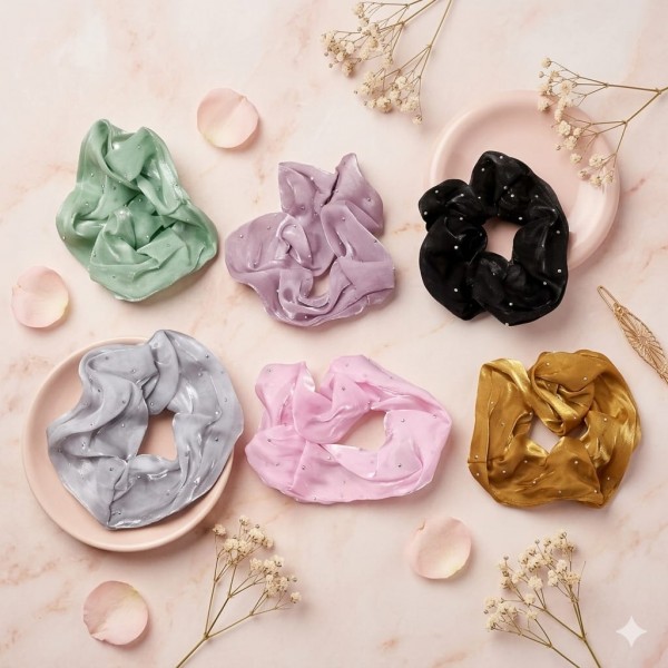 Fashion Alley Hair Scrunchies Rubber Band For Women Pack Of 12