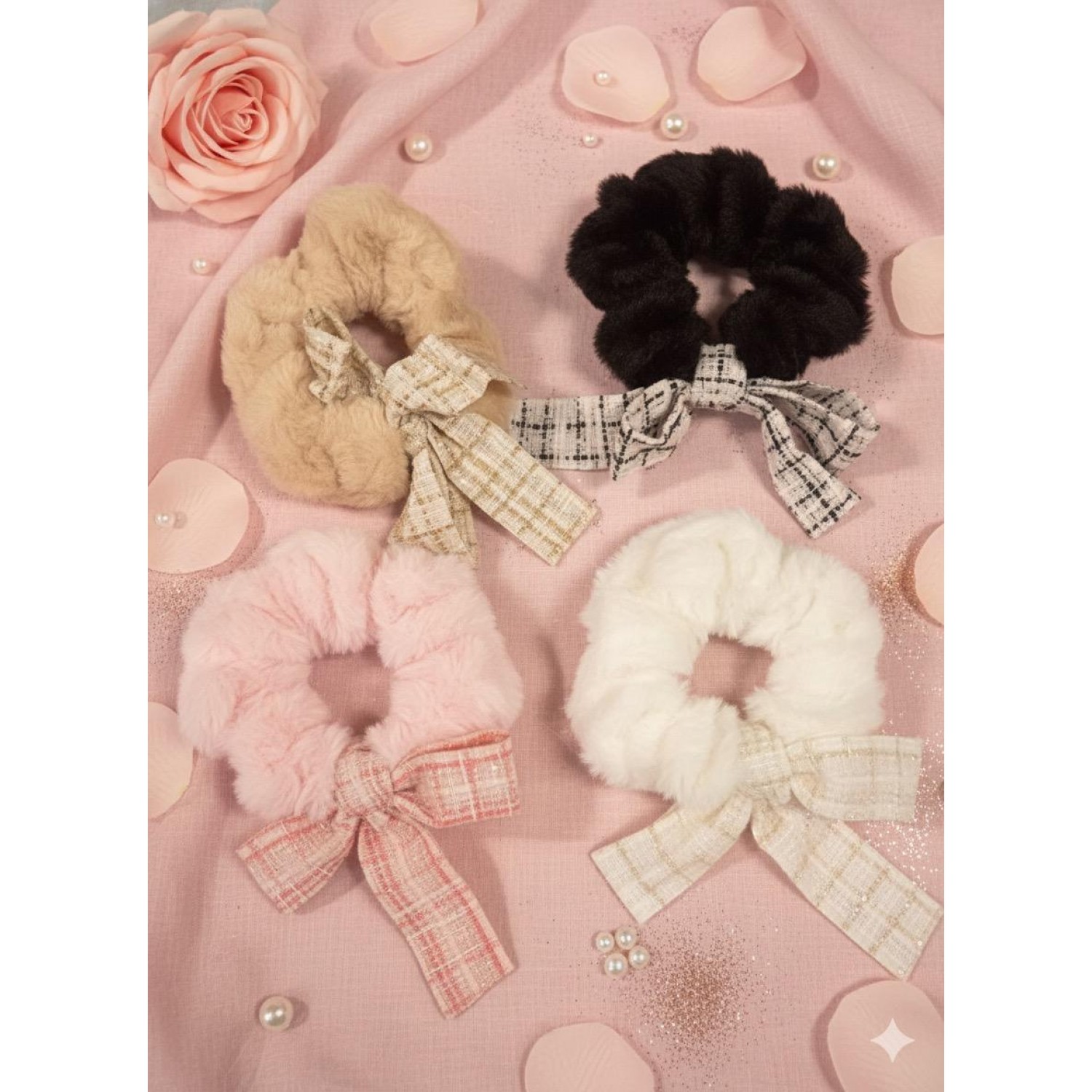 Fashion Alley Fur Hair Scrunchies For Women Pack Of 12 Pc