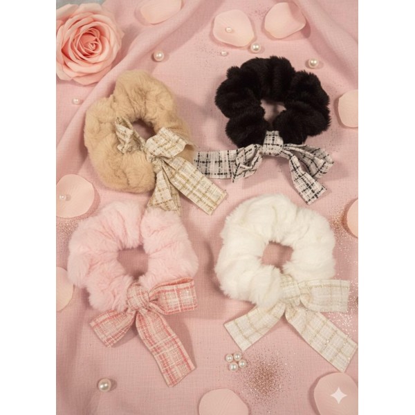Fashion Alley Fur Hair Scrunchies For Women Pack Of 12 Pc