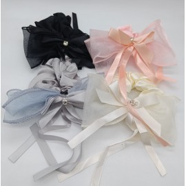 Fashion Alley Bow Ribbon Scrunchies Rubber Band For Women [Pack Of 12] 