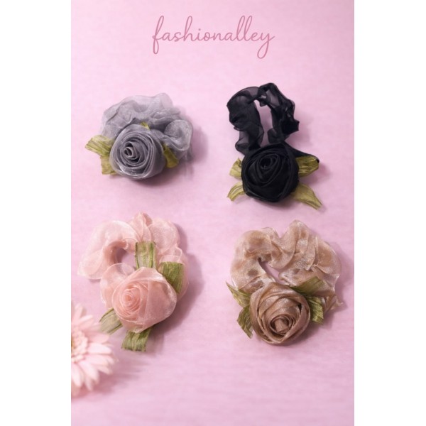 Fashion Alley Flower Organza Scrunchies For Women Pack Of 12 Pc