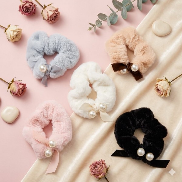 Fashion Alley Scrunchies Rubber Band  For Women Pack Of 12 Pc