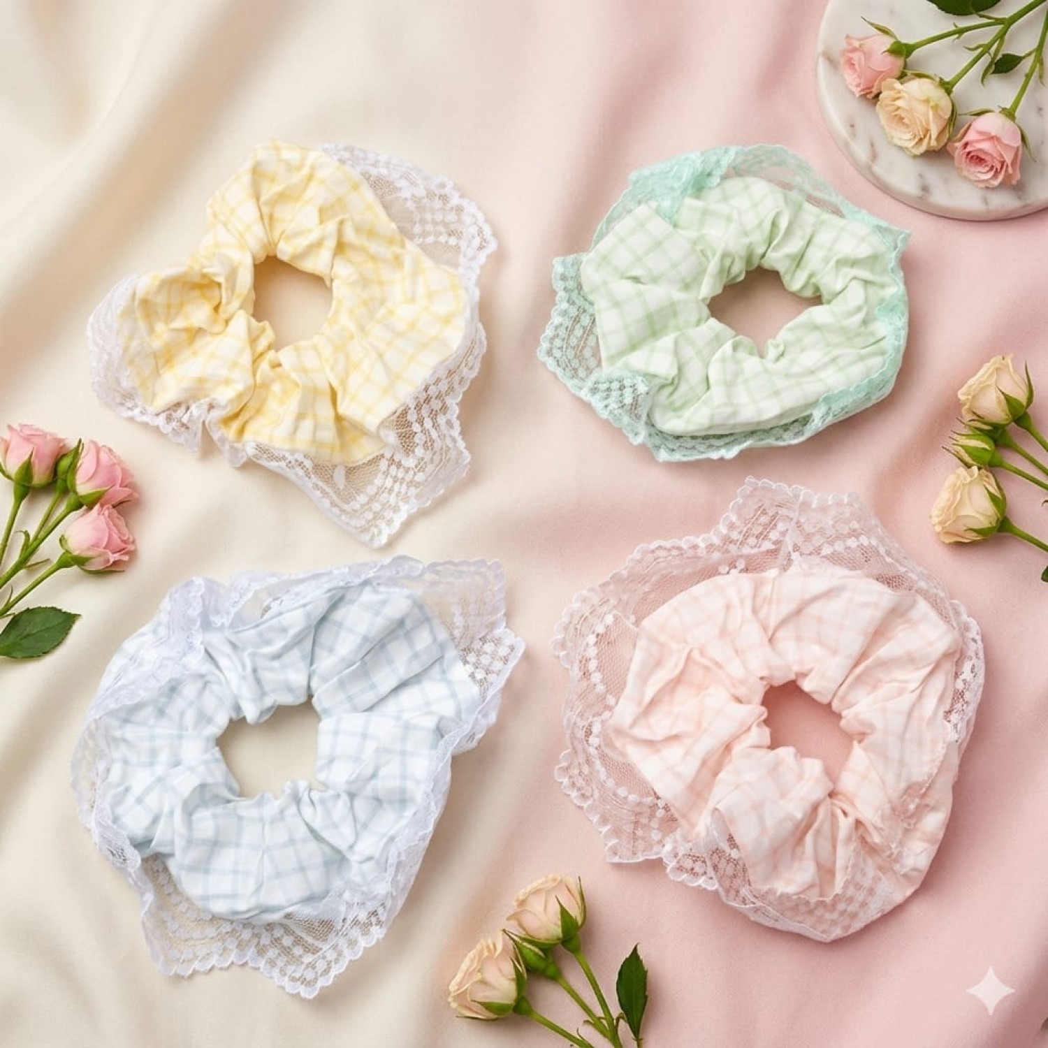 Fashion Alley Hair Scrunchies Rubber Band For Women Pack Of 12