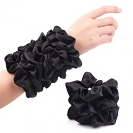 Fashion Alley Black Color Scrunchies [Pack Of 12] 