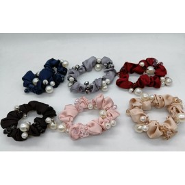 Fashion Alley Pearl Scrunchies For Women [Pack Of 12]