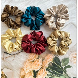 Fashion Alley Xl Size Satin Hair Scrunchies For Women ( pack of 12 )