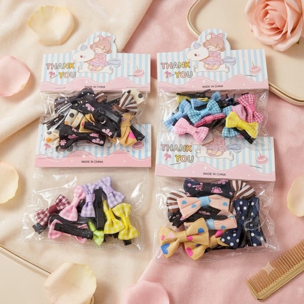 Fashion Alley Bow Hair Pin For Kids Pack Of 12 Pouch