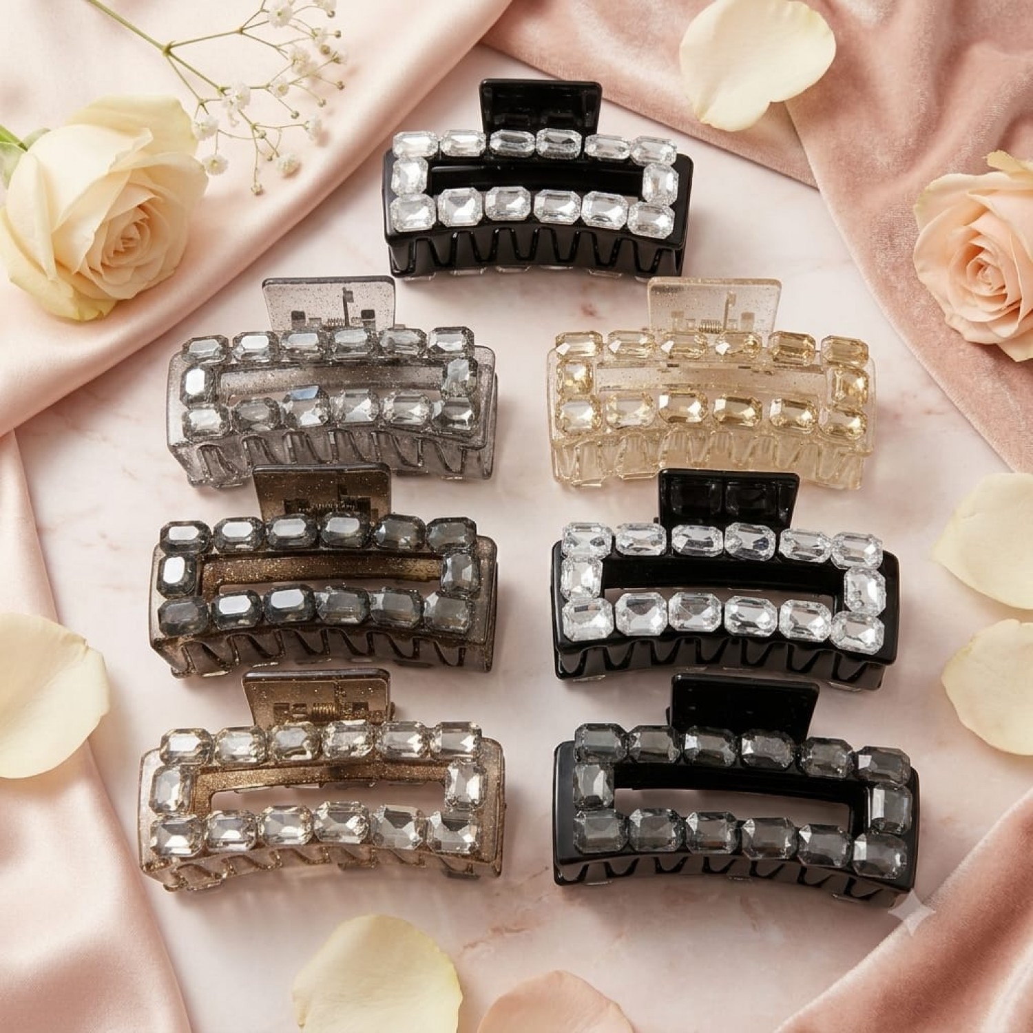 Fashion Alley 7 cm Crystal Hair Claw For Women Pack Of 12 Fashion Alley 7 cm Crystal Hair Claw For Women Pack Of 12