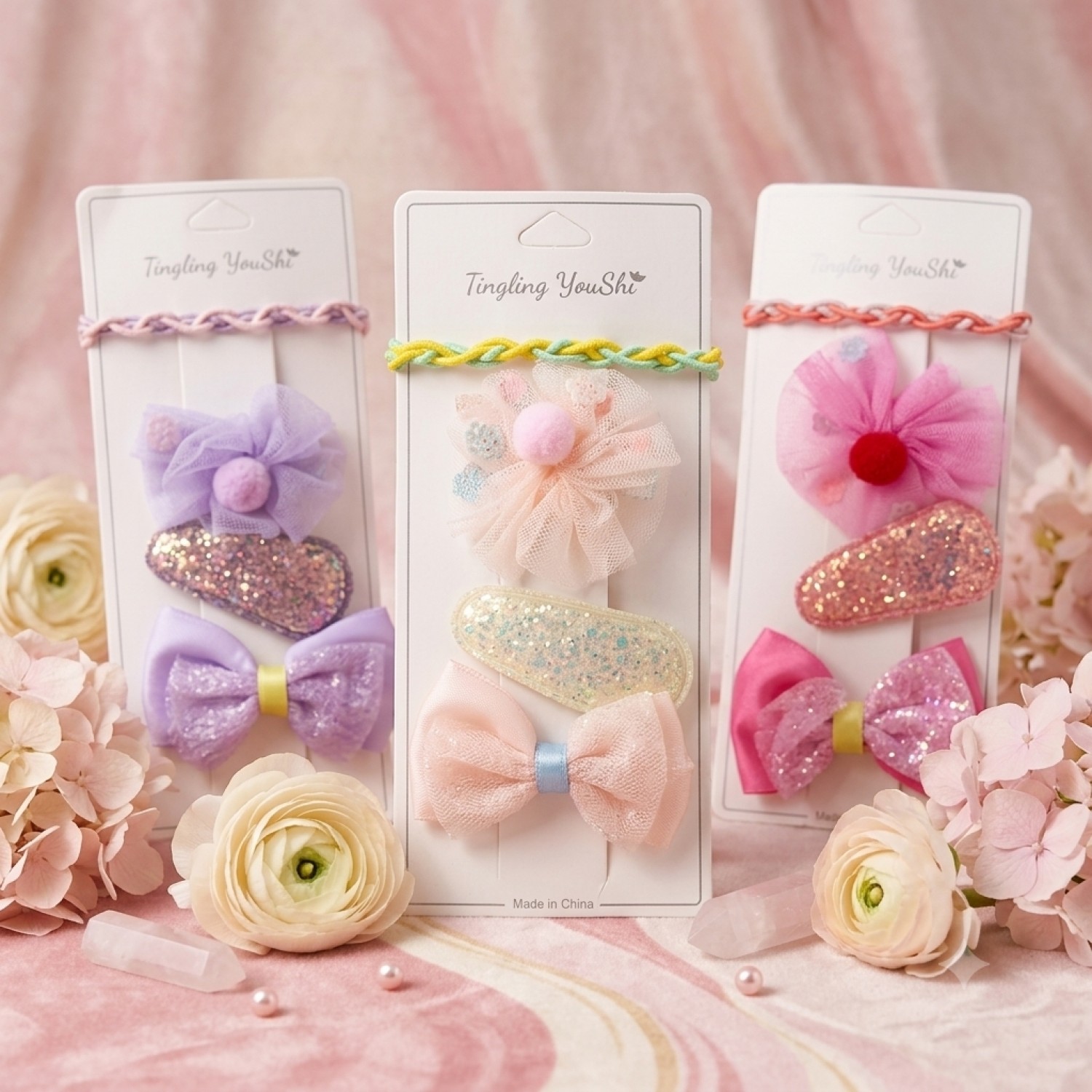 Fashion Alley Kids Rubber With Hair Pin Pack OF 12 Cards