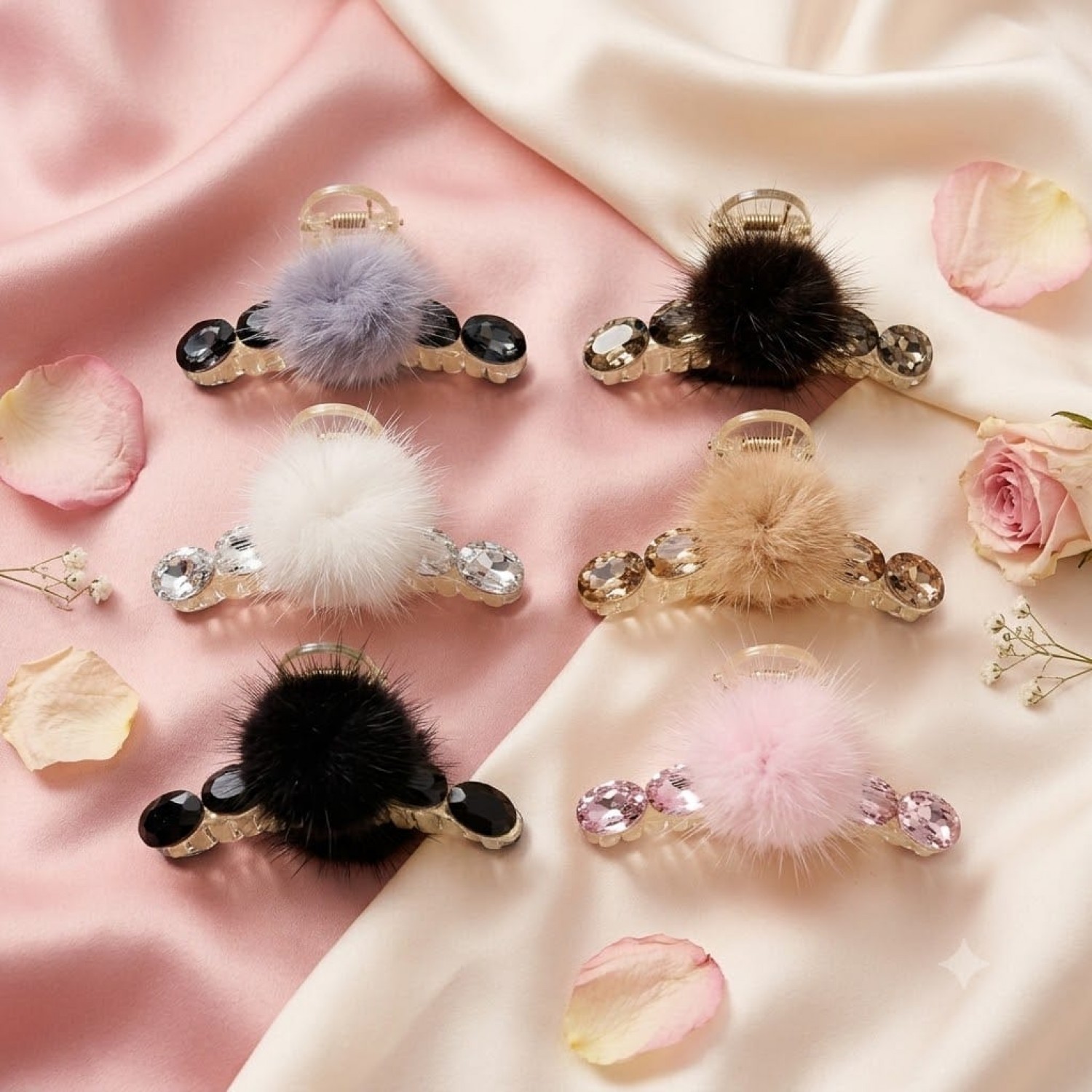 Fashion Alley 7 Cm Fur Clutcher For Women Pack Of 12 Pc
