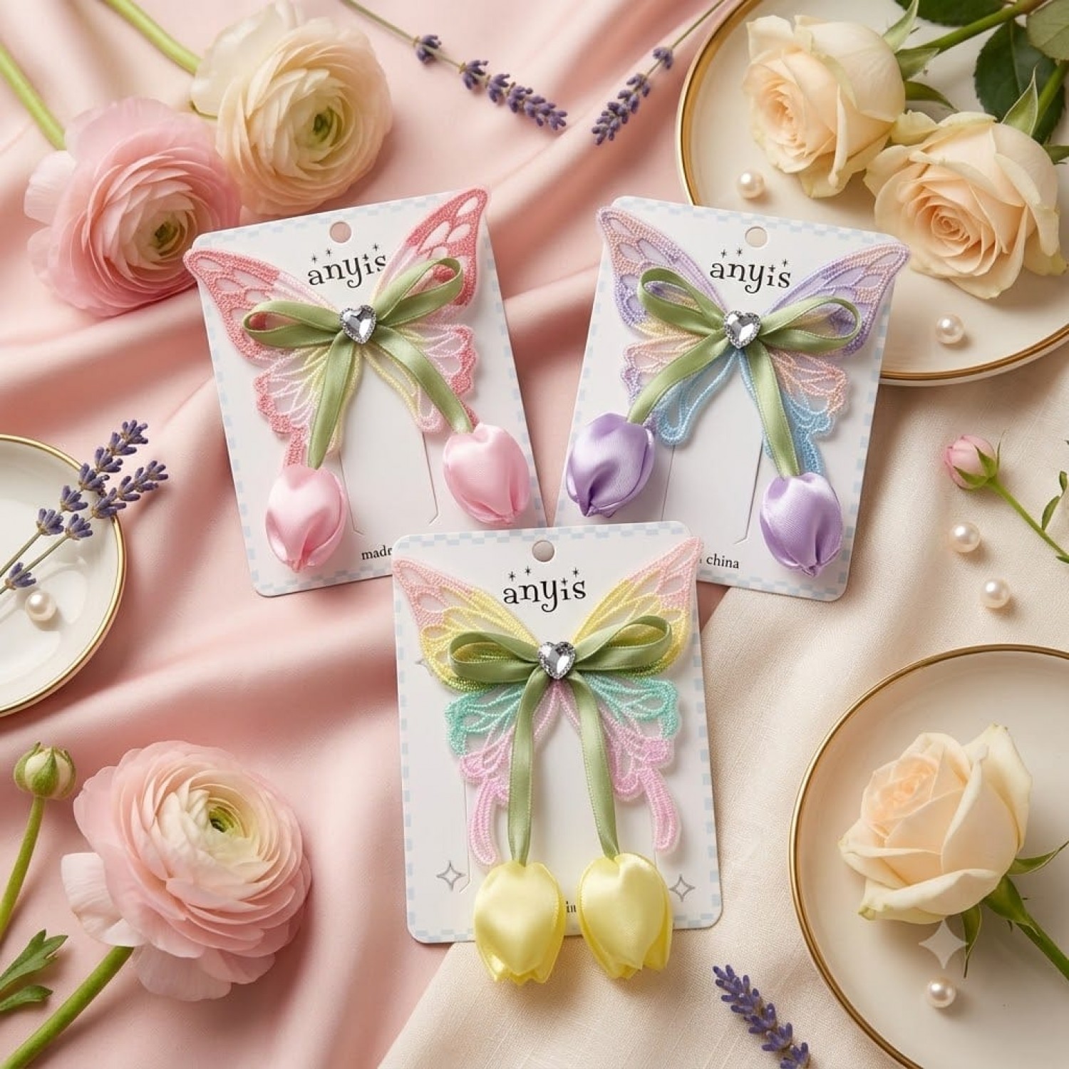 Fashion Alley Tulip Butterfly design Hair Pin For Women Pack Of 12 Pc