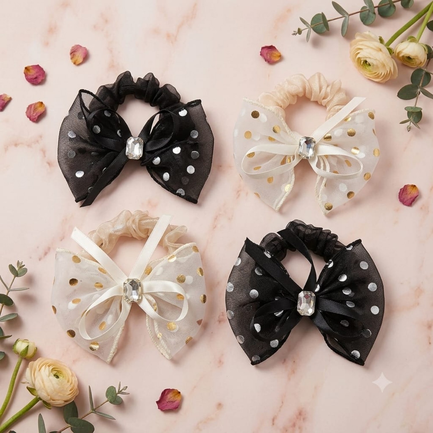 Fashion Alley Bow Scrunchies Rubber Band Pack Of 12