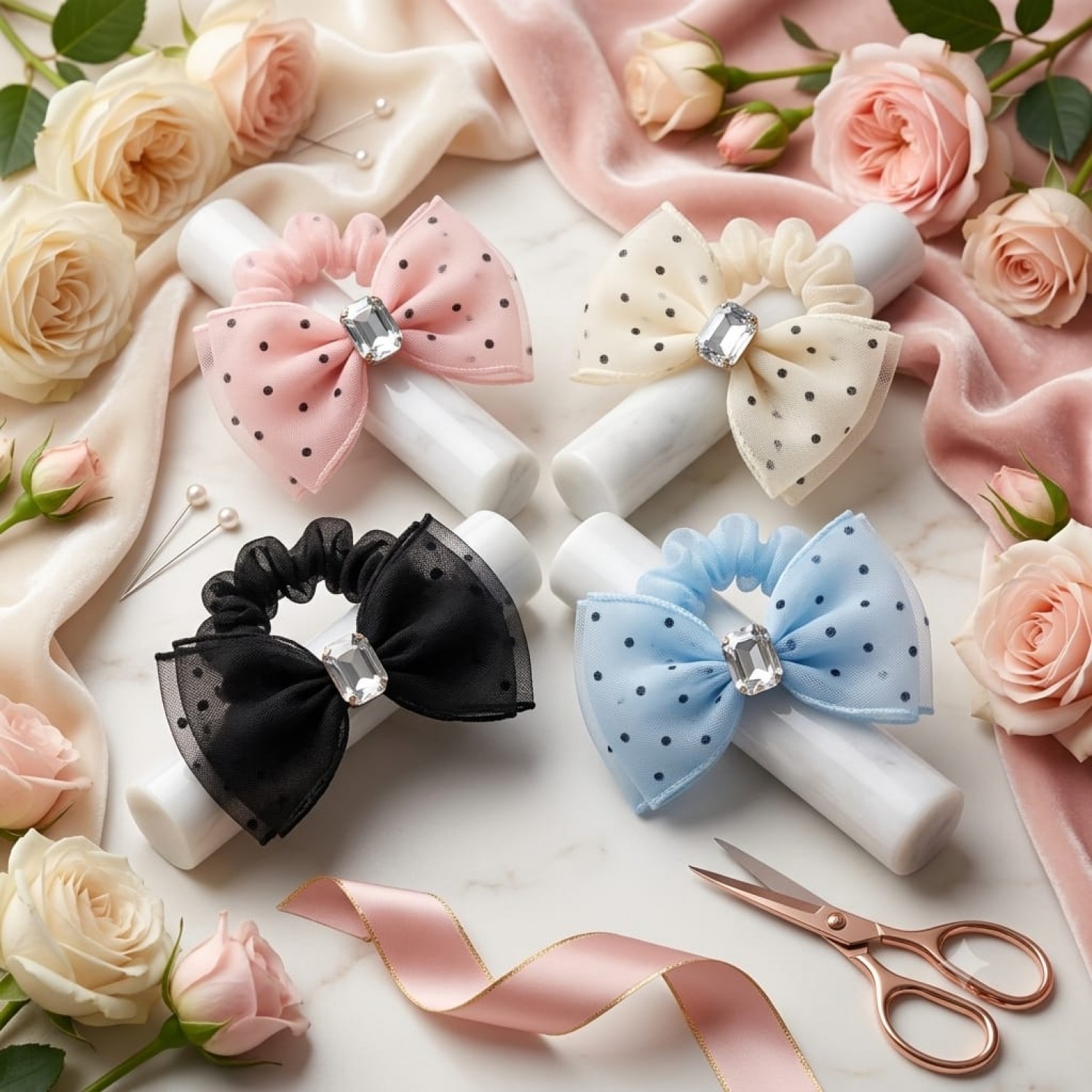 Fashion Alley Bow Scrunchies Rubber Band Pack Of 12