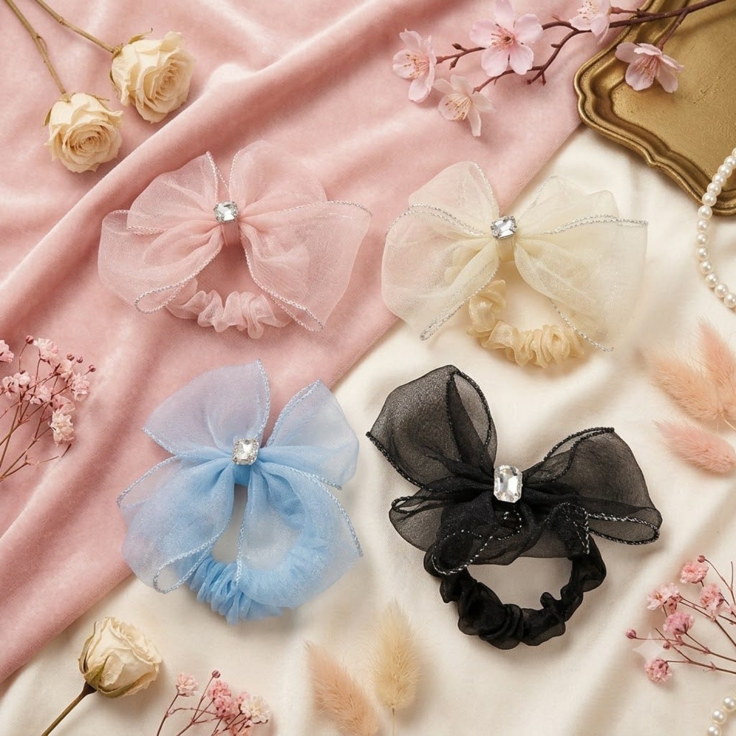 Fashion Alley Bow Scrunchies Rubber Band Pack Of 12