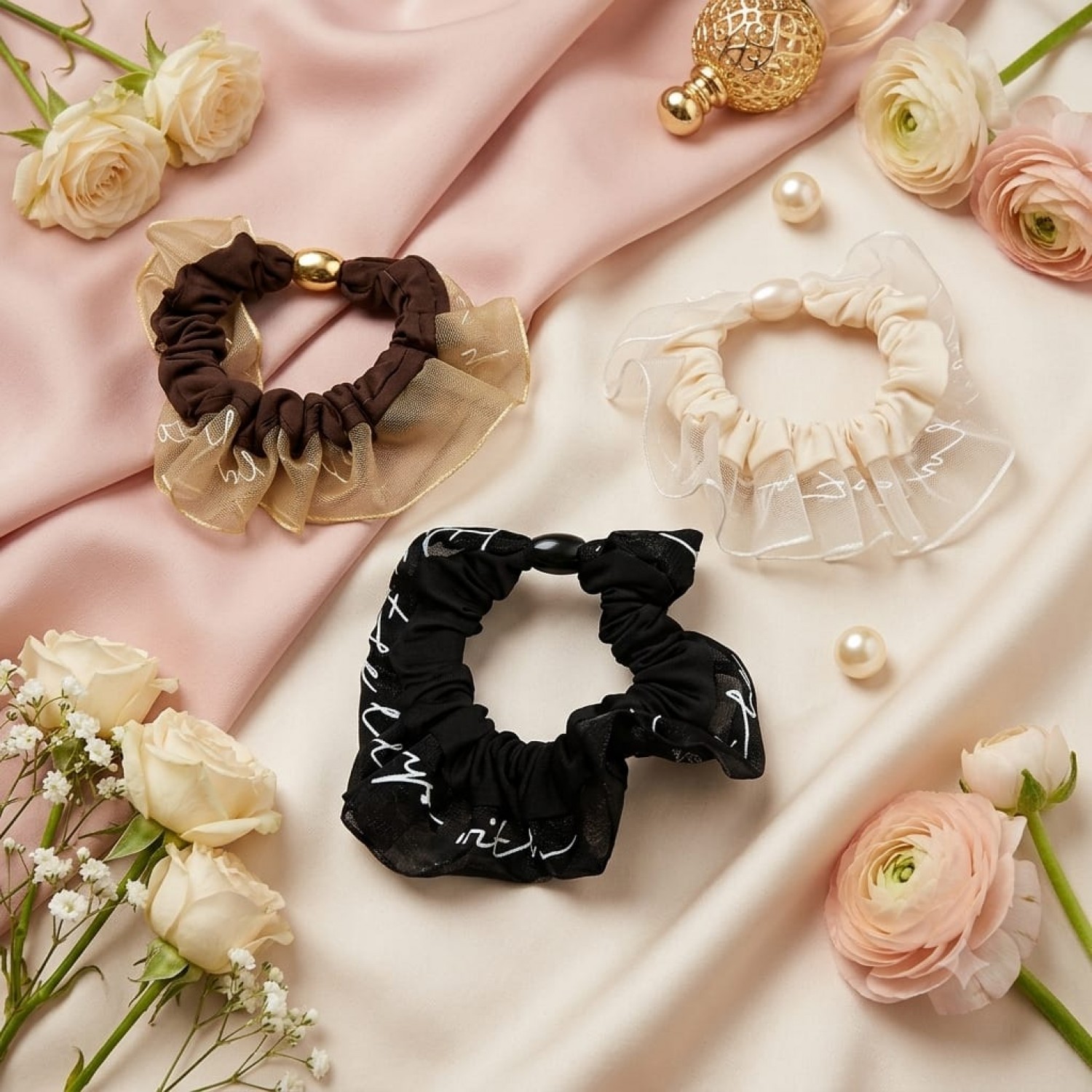 Fashion Alley Bow Hair Scrunchies For Women Pack Of 12