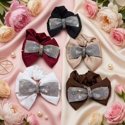 Fashion Alley Bow Hair Scrunchies For Women Pack Of 12
