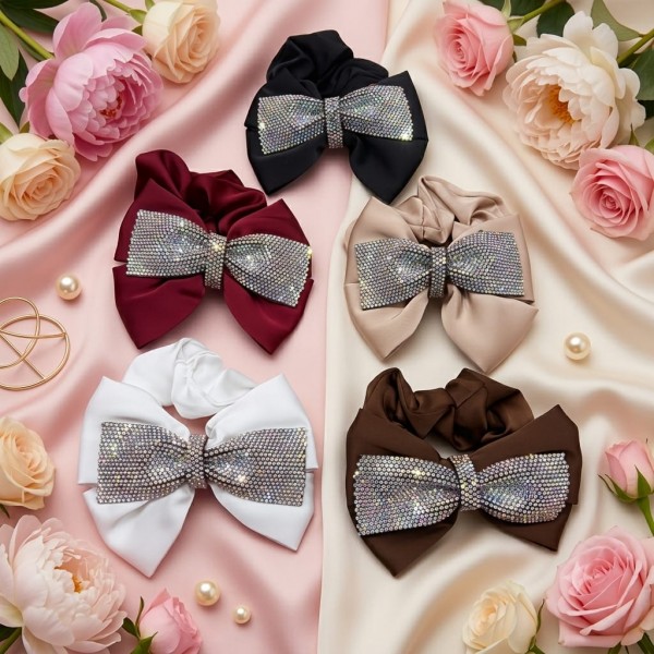 Fashion Alley Bow Hair Scrunchies For Women Pack Of 12