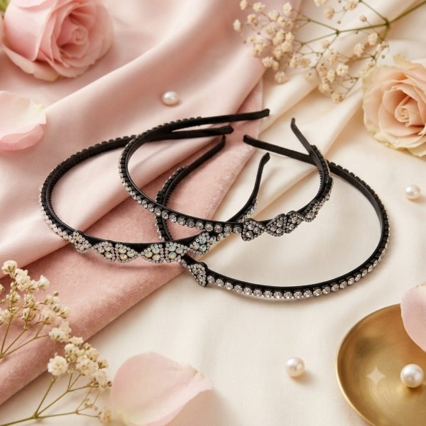 Fashion Alley Assorted Design Stone Hair Band For Women Pack Of 12 Pc
