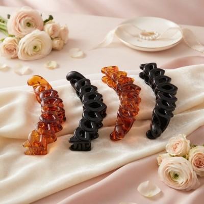 Art Star Shell Black Small Size Banana Hair Clip  Pack Of 12 