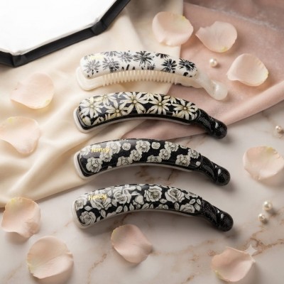 Fashion Alley 8 CM Shine Banana Clip For Women Pack Of 12