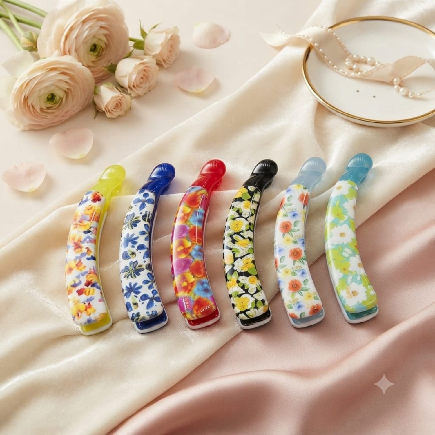 Fashion Alley 8 CM Shine Banana Clip For Women Pack Of 12
