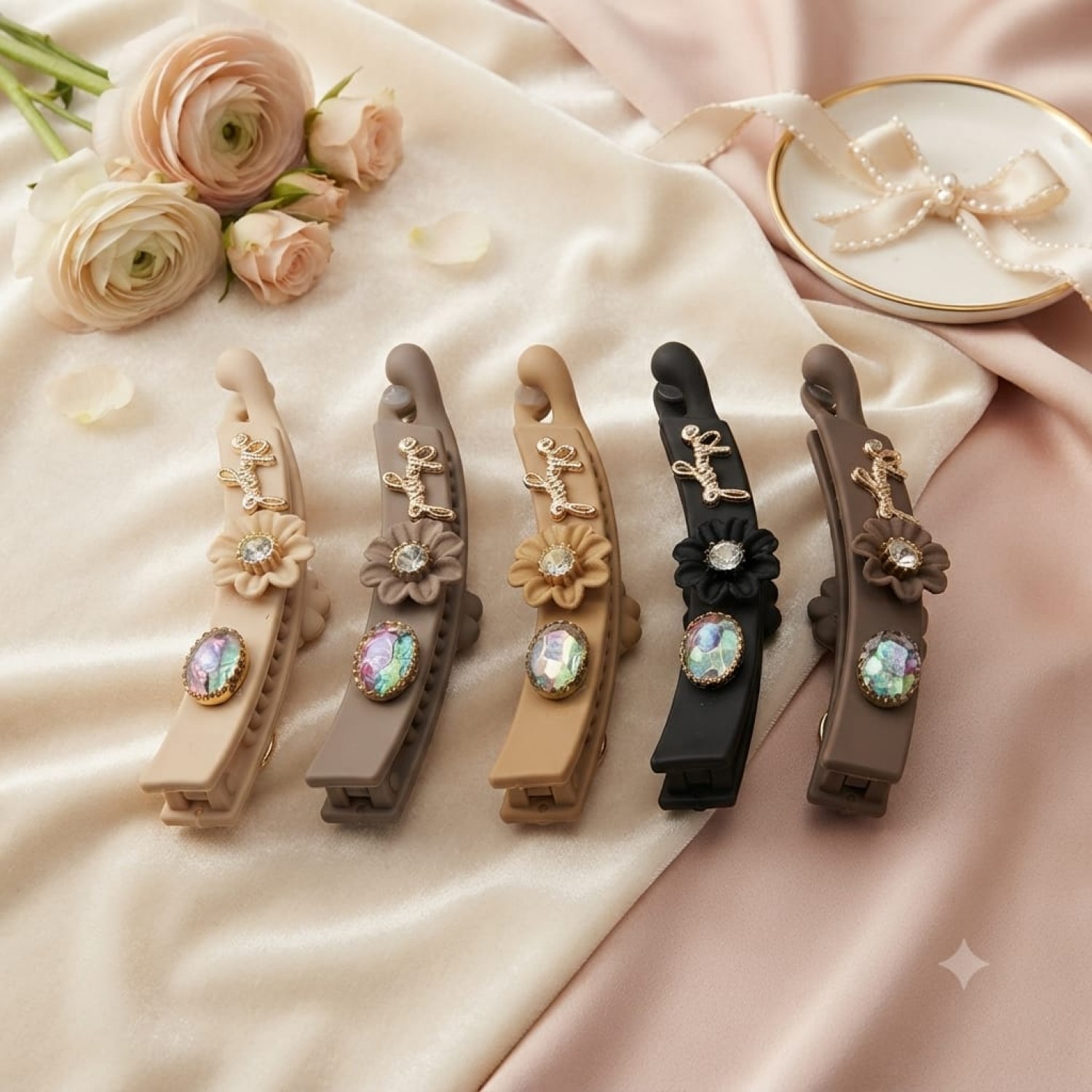 Fashion Alley 11cm Pearl Hair Banana Clip For Women [Pack Of 12]
