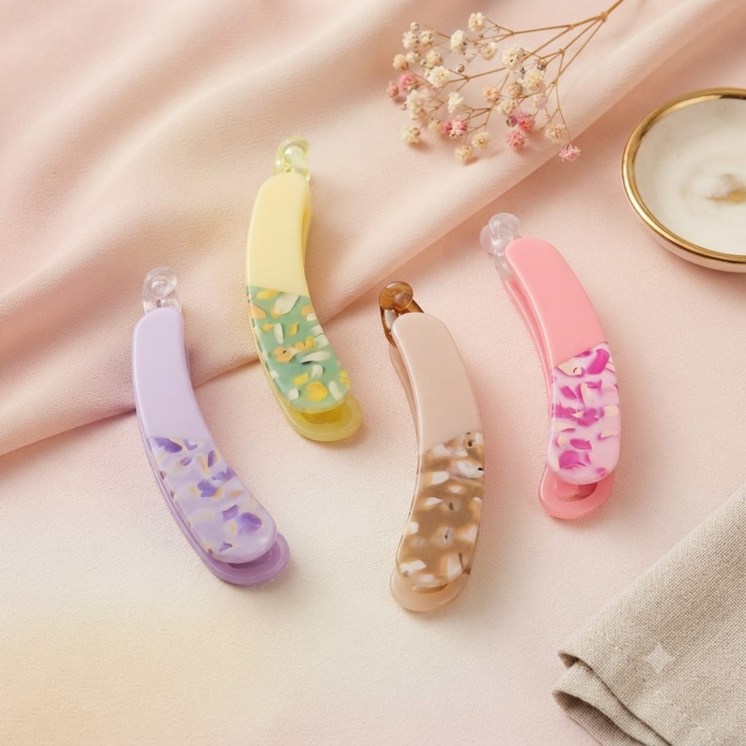 Fashion Alley 9 CM Shine Banana Clip For Women Pack Of 12