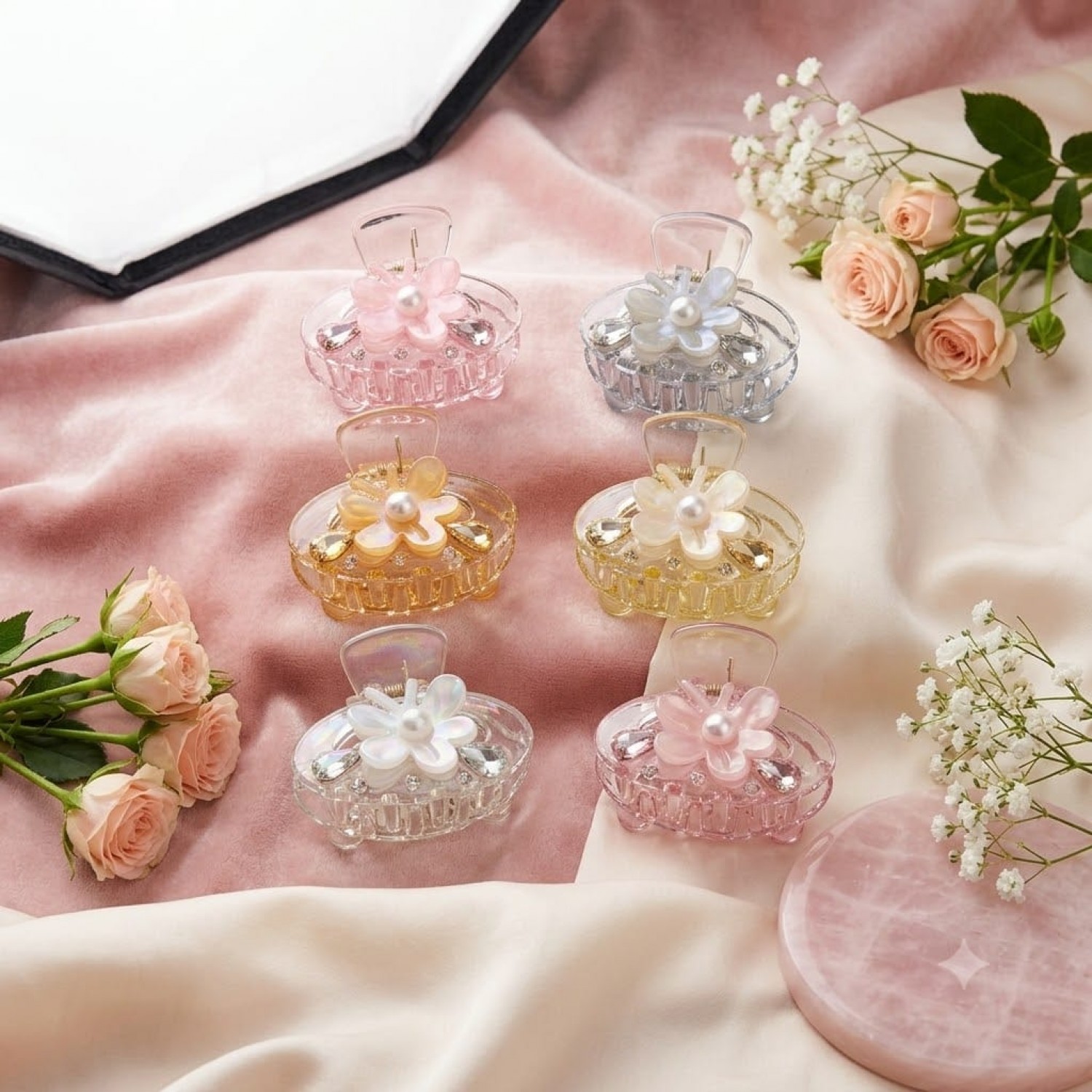 Fashion Alley 4 Cm Crystal Hair Claw For Women Pack Of 12 Pc 