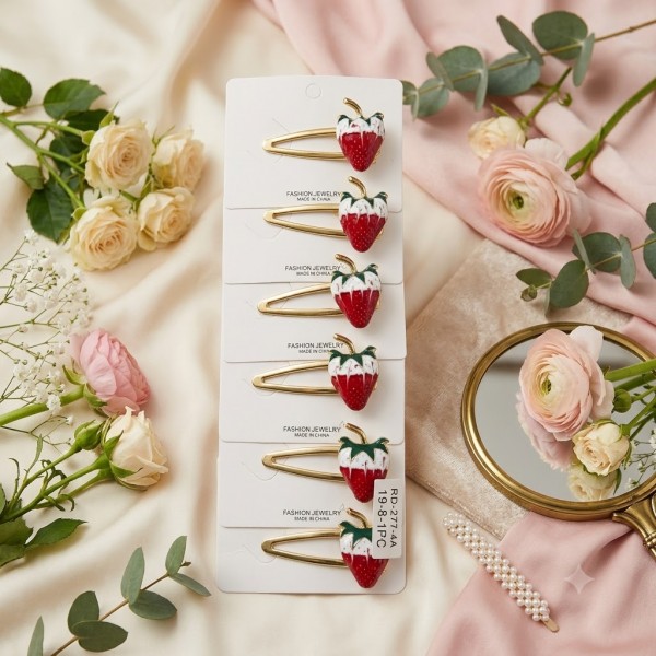 Fashion Alley strawberry Design Hair Pin For Women Pack Of 12 Pc