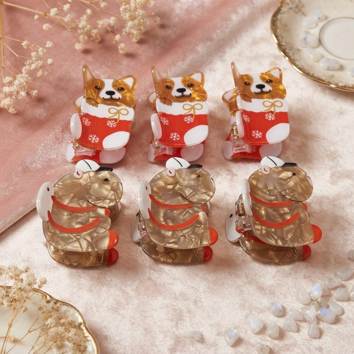 Fashion Alley 6Cm puppy design Hair Claw For Women Pack Of 12