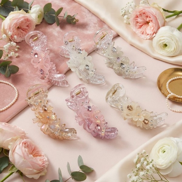 Leidona 7.5 Cm Stone Flower Hair Claw For Women Pack Of 12 Leidona 7.5 Cm Stone Flower Hair Claw For Women Pack Of 12