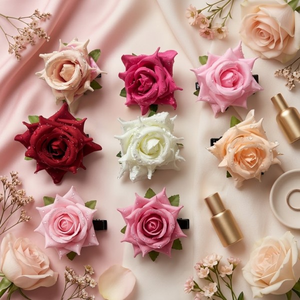 Fashion Alley Rose Design Hair Pins For Women Pack Of 12