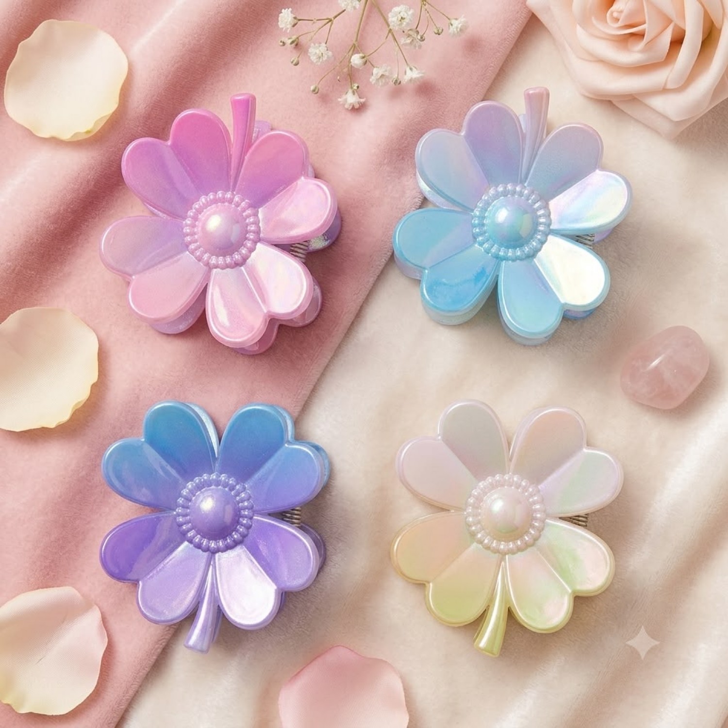 Fashion Alley mini flower hair claws for women pack of 12