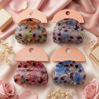 Fashion Alley 5 Cm Shine Hair Claw For Women Pack Of 12