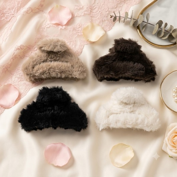 Fashion Alley 9 Cm Fur Hair Claw For kids Pack Of 12 Pc Fashion Alley 9 Cm Fur Hair Claw For kids Pack Of 12 Pc