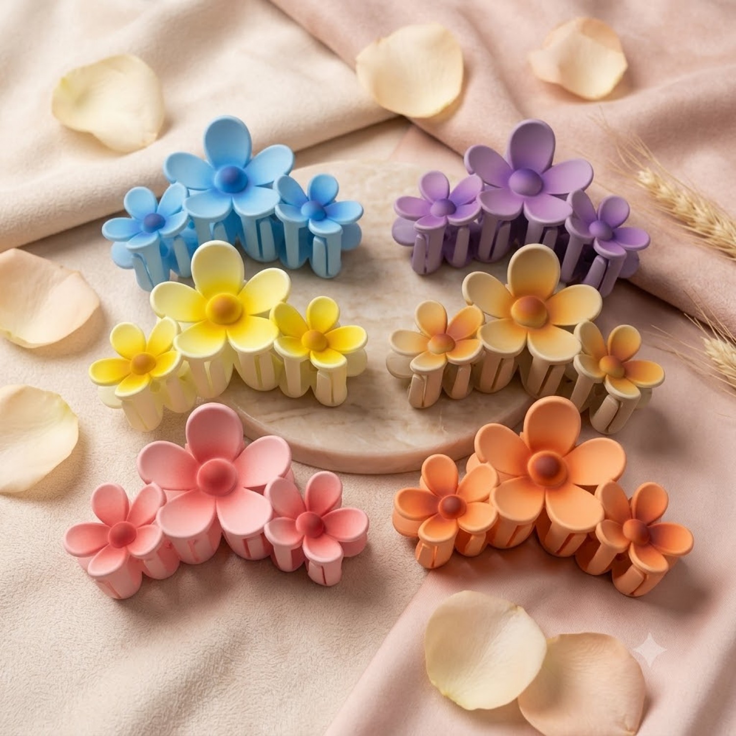 Fashion Alley 11 CM flower Matt Hair Claw For Women Pack Of 12
