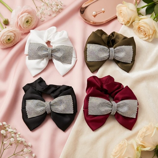 Fashion Alley Bow Hair Scrunchies For Women Pack Of 12