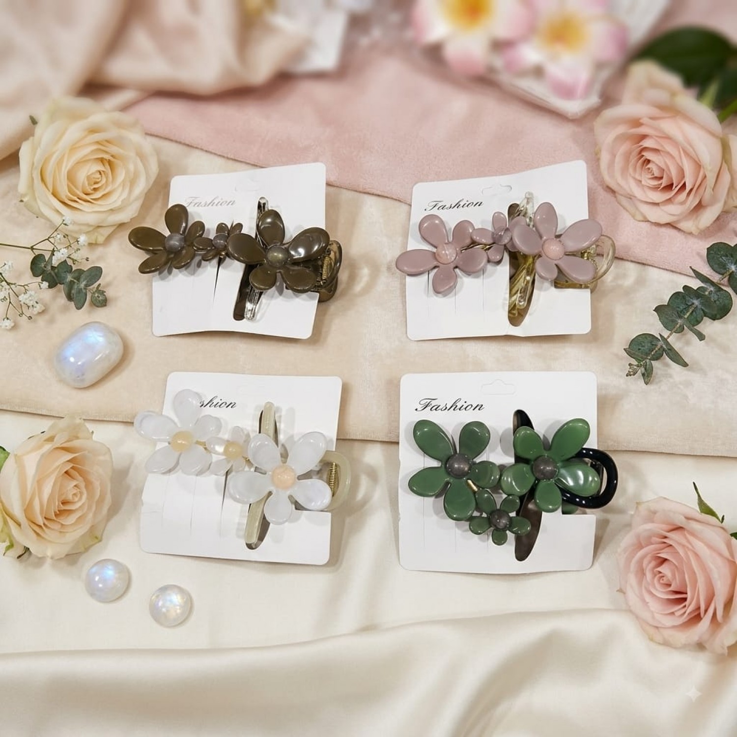 Fashion Alley Flower Hair Claw For Women Pack Of 12 Pc