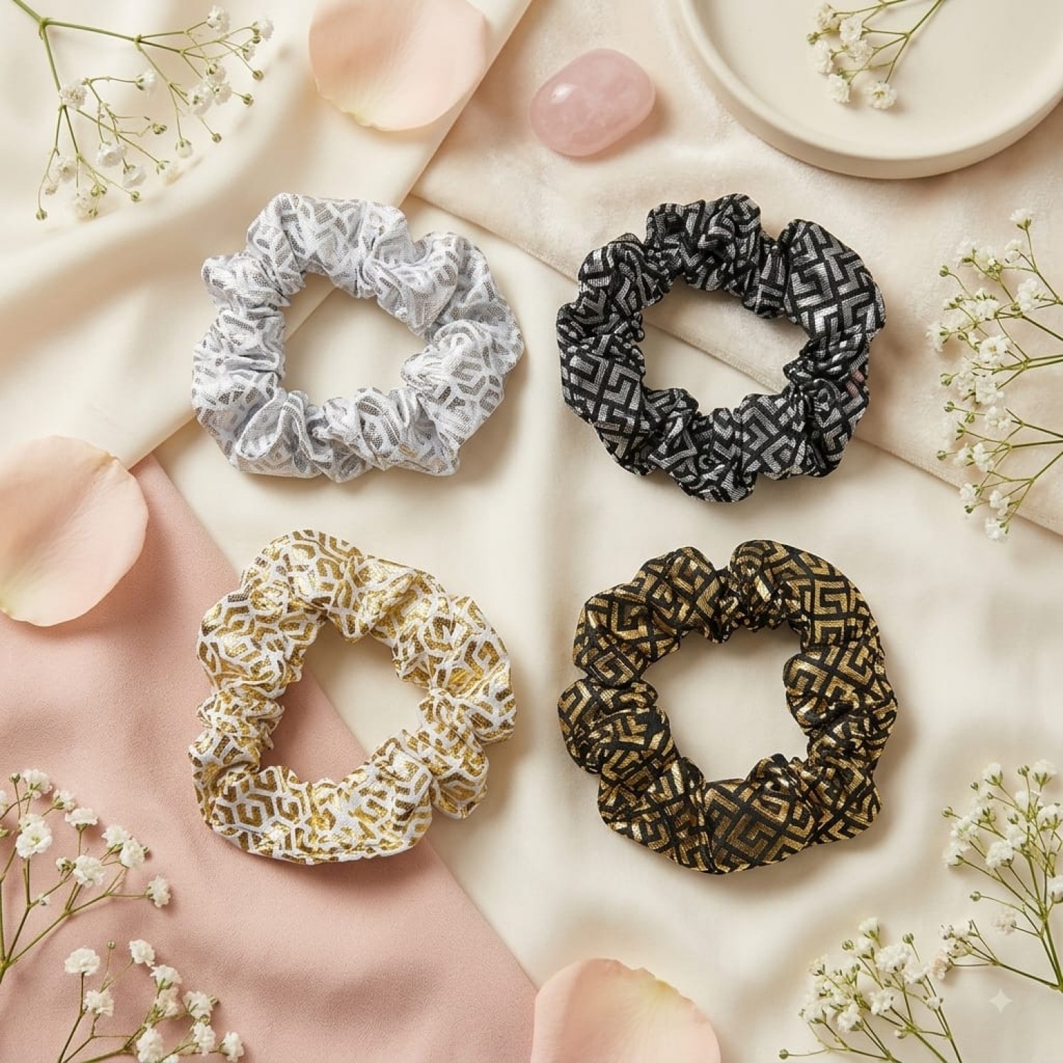 Fashion Alley  Hair Scrunchies For Women Pack Of 12