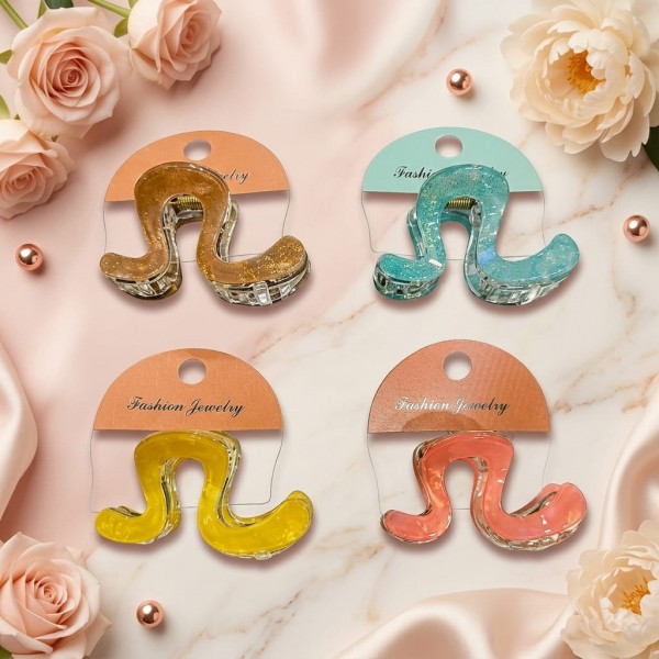 Fashion Alley 8 Cm Mini Kids Hair Claw Pack Of 12 Pcs