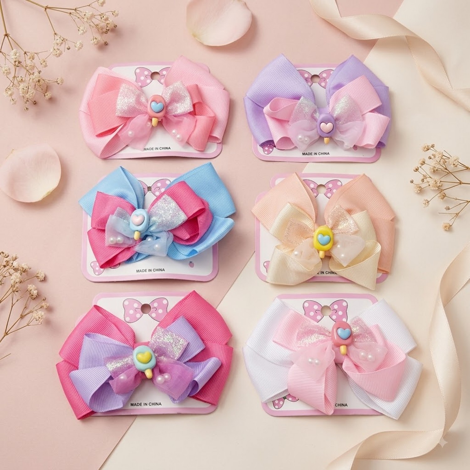 Fashion Alley Bow Hair Pin For Kids Pack Of 12 Pc 