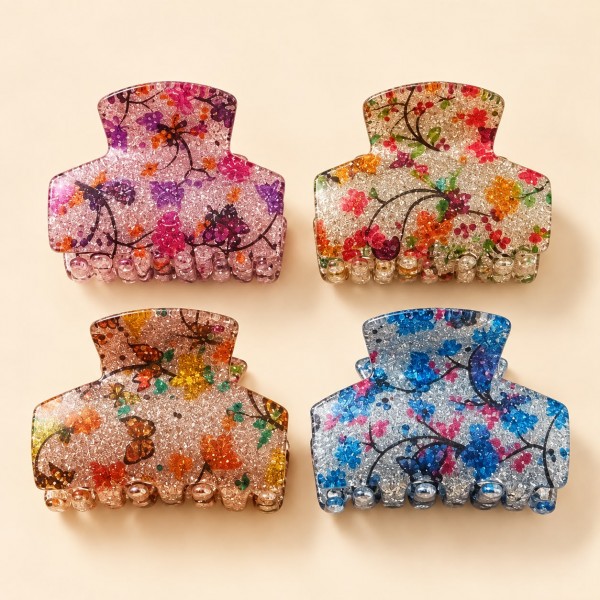 Fashion Alley 5 Cm Shine Hair Claw For Women Pack Of 12