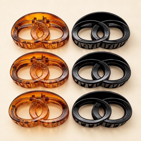 Fashion Alley 5Cm Shell Black Hair Claw [Pack Of 12]