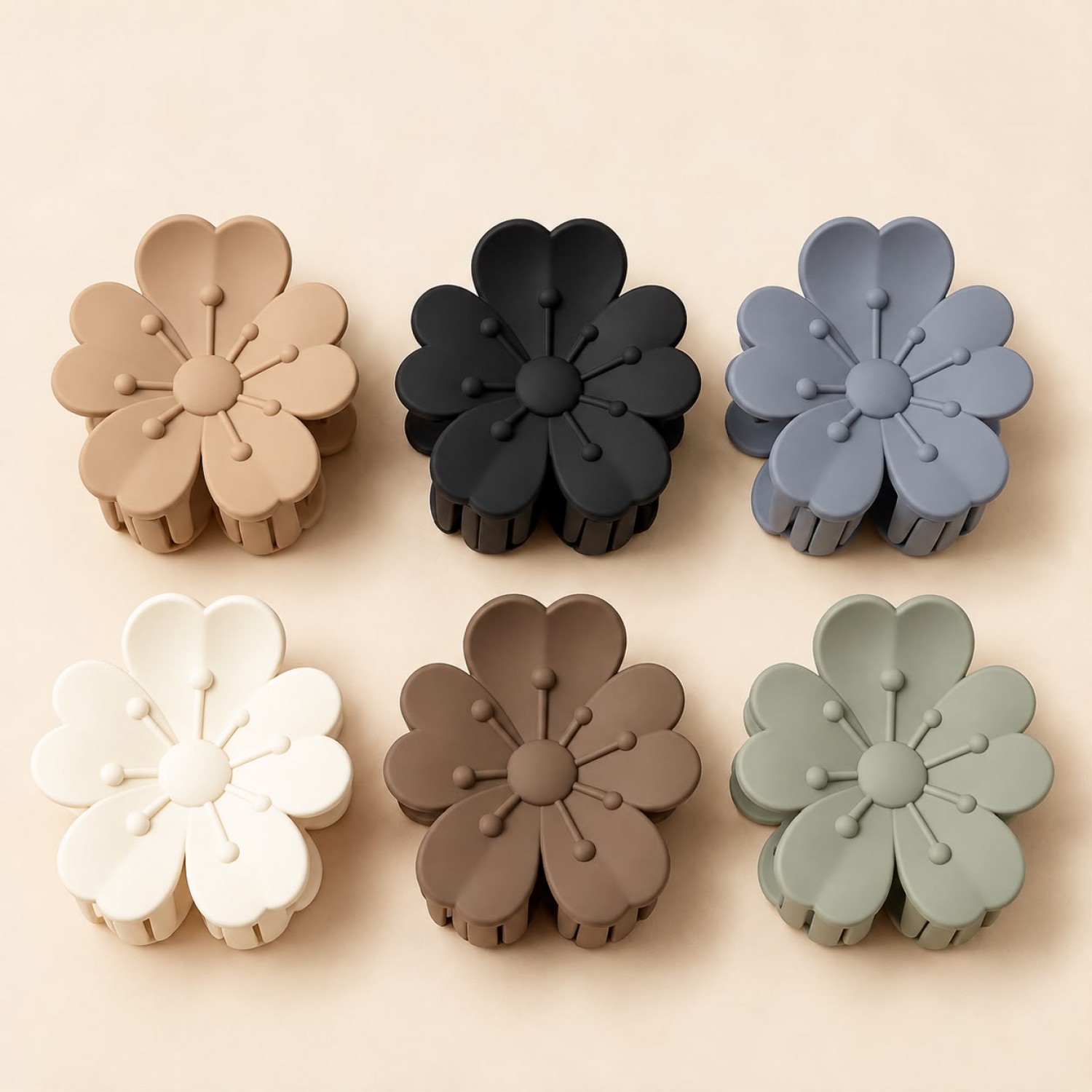Fashion Alley 6 CM Matt Hair Claw For Women Pack Of 12